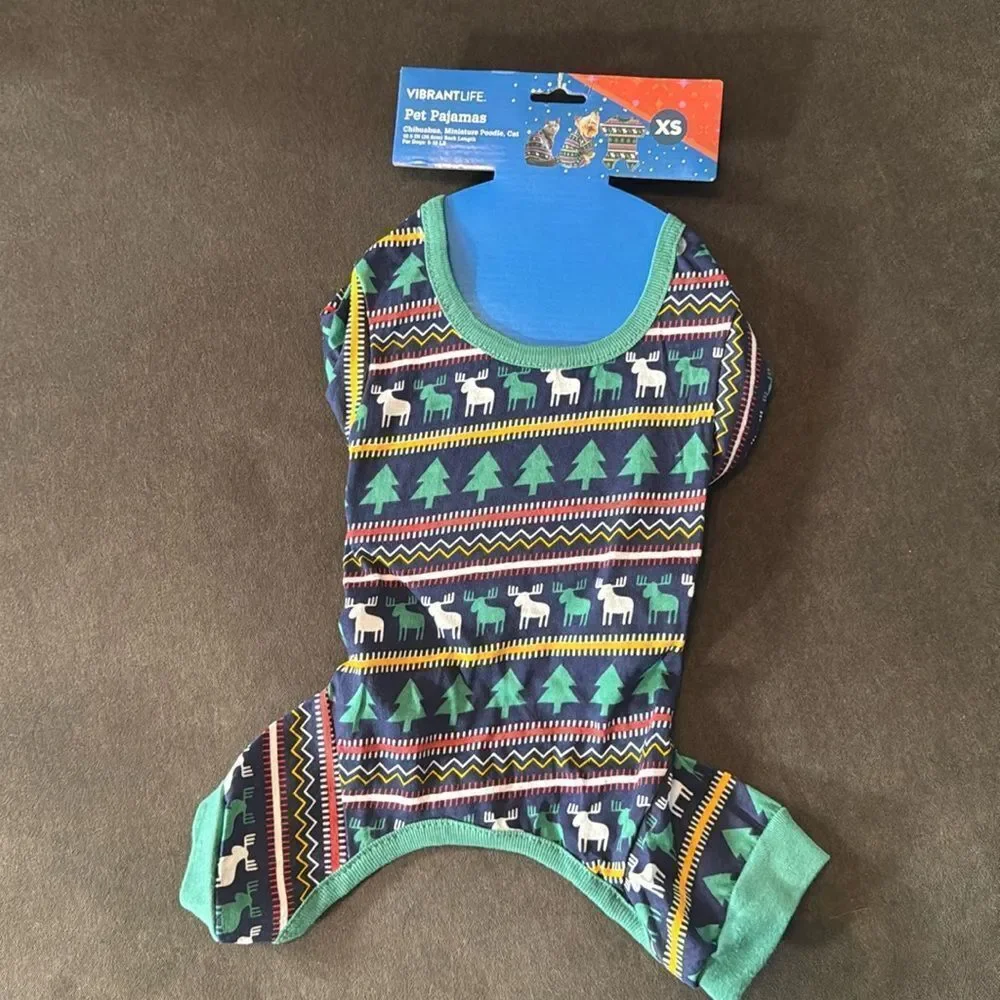 Vibrant Life Christmas Themed Pet Dog Cat Pajamas Size XS NEW
